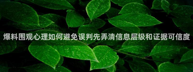91吃瓜资讯大全：爆料围观心理如何避免误判先弄清信息层级和证据可信度